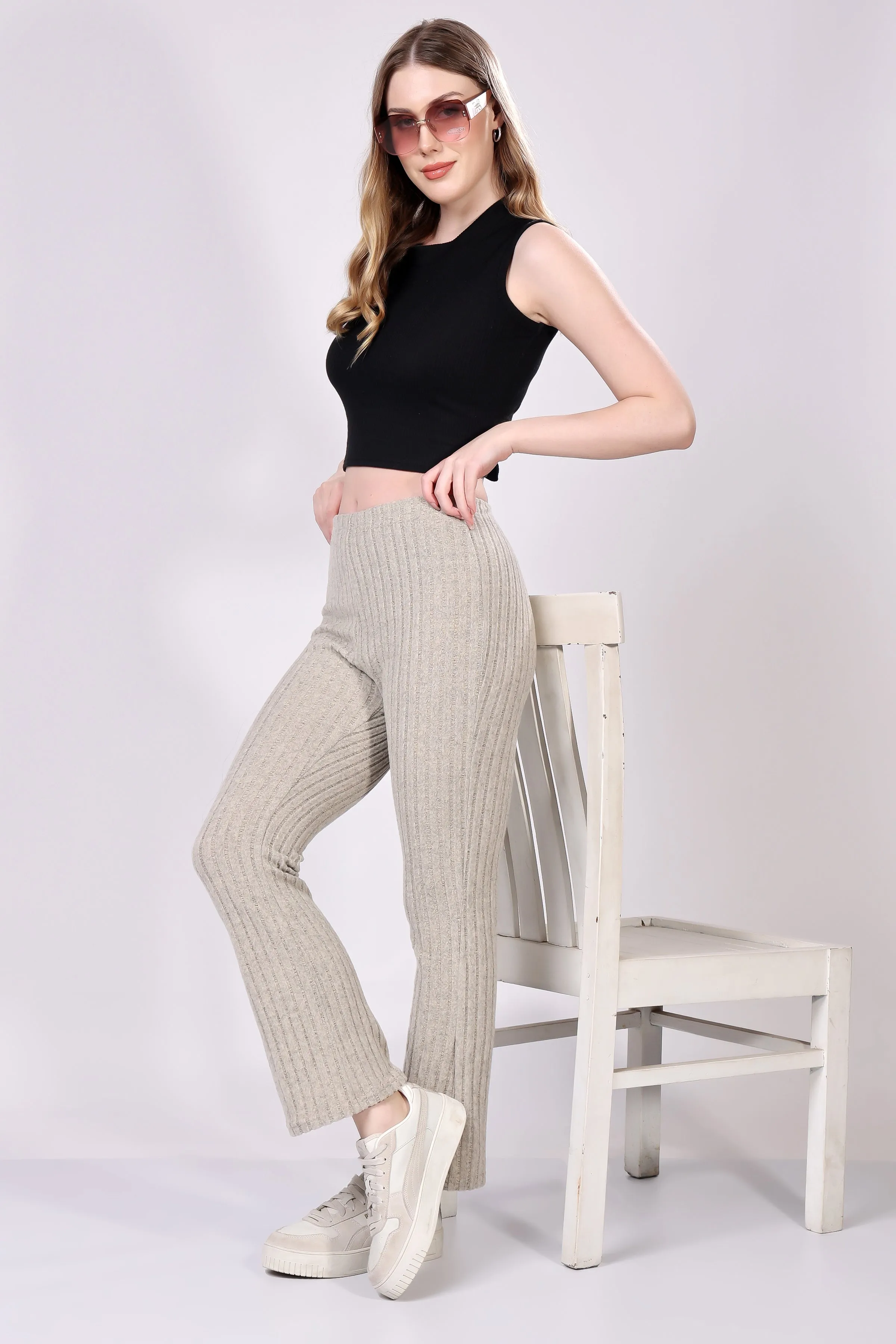Silver Grey Ribbed Lounge Pants