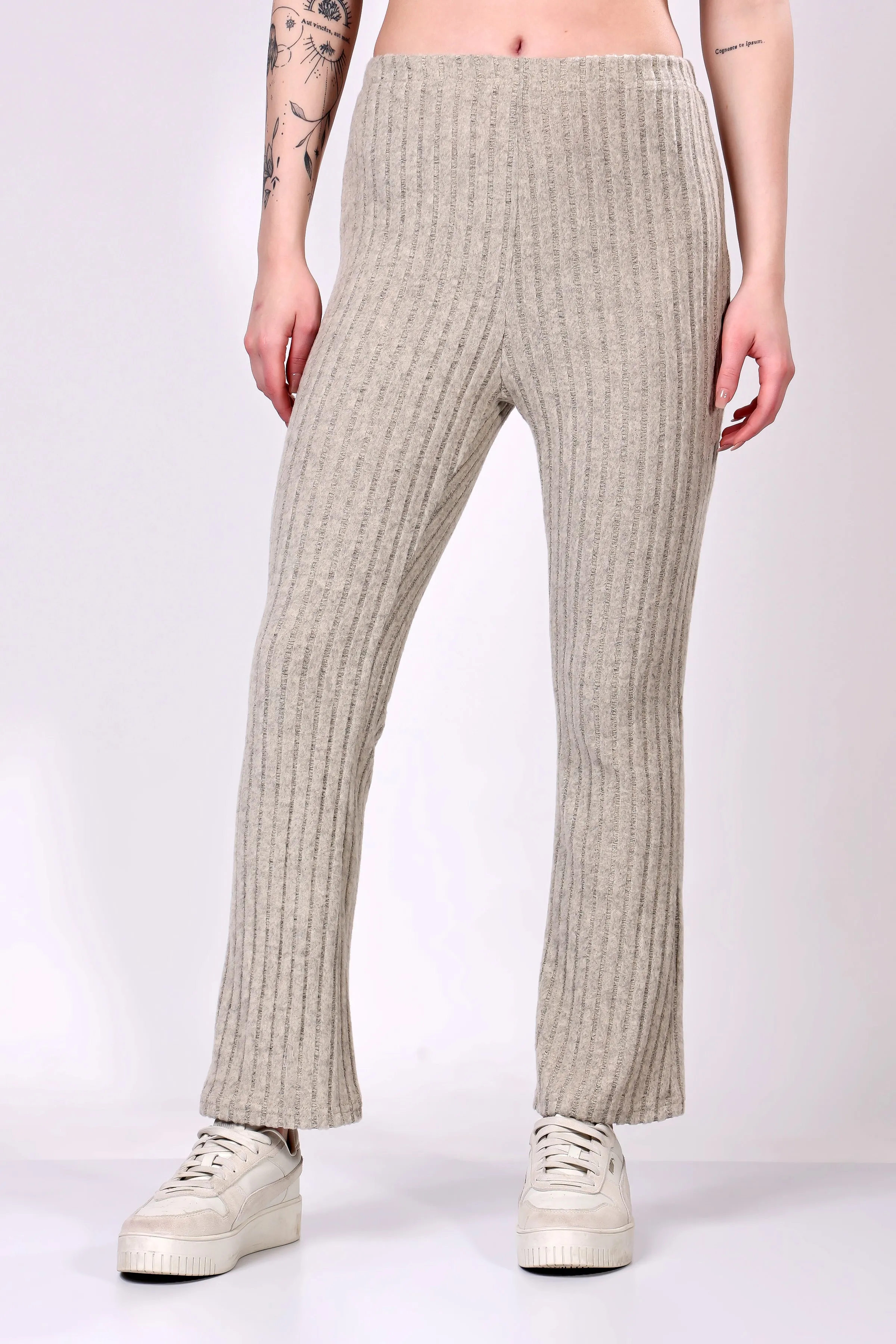 Silver Grey Ribbed Lounge Pants