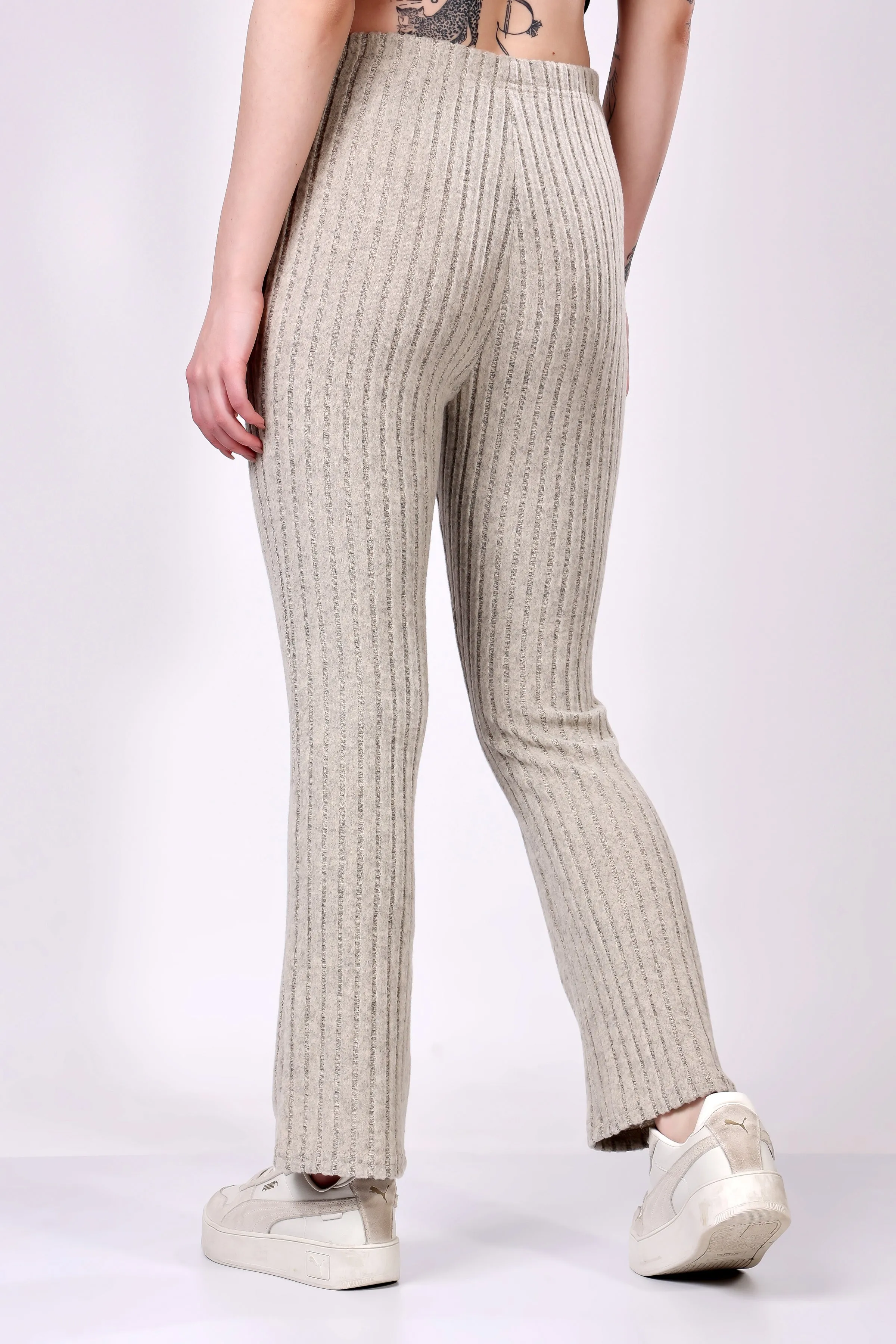 Silver Grey Ribbed Lounge Pants