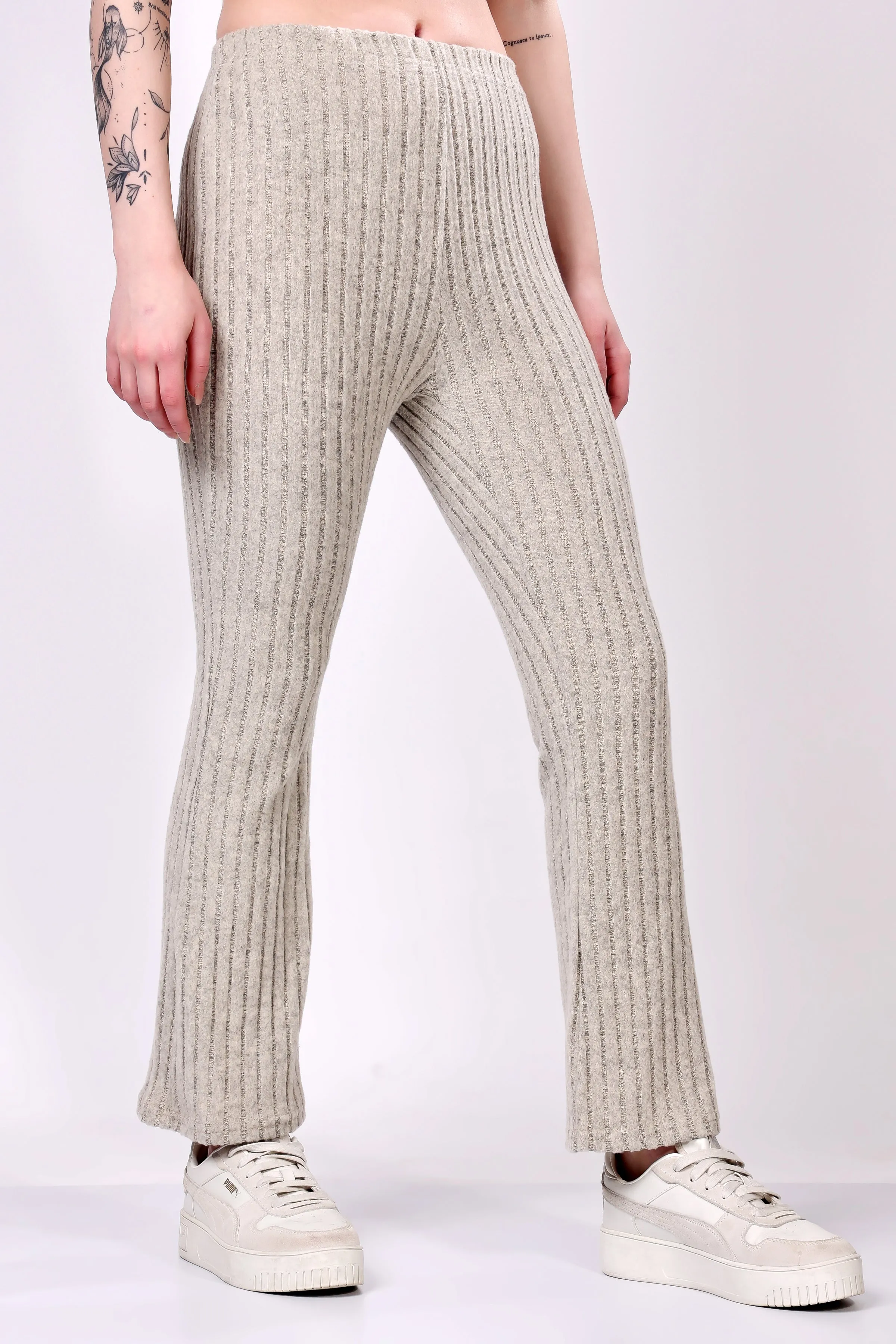 Silver Grey Ribbed Lounge Pants