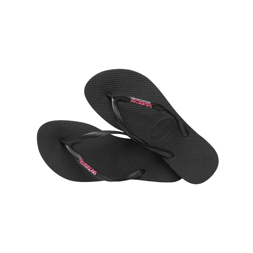 Slim Logo Metallic Flip Flops