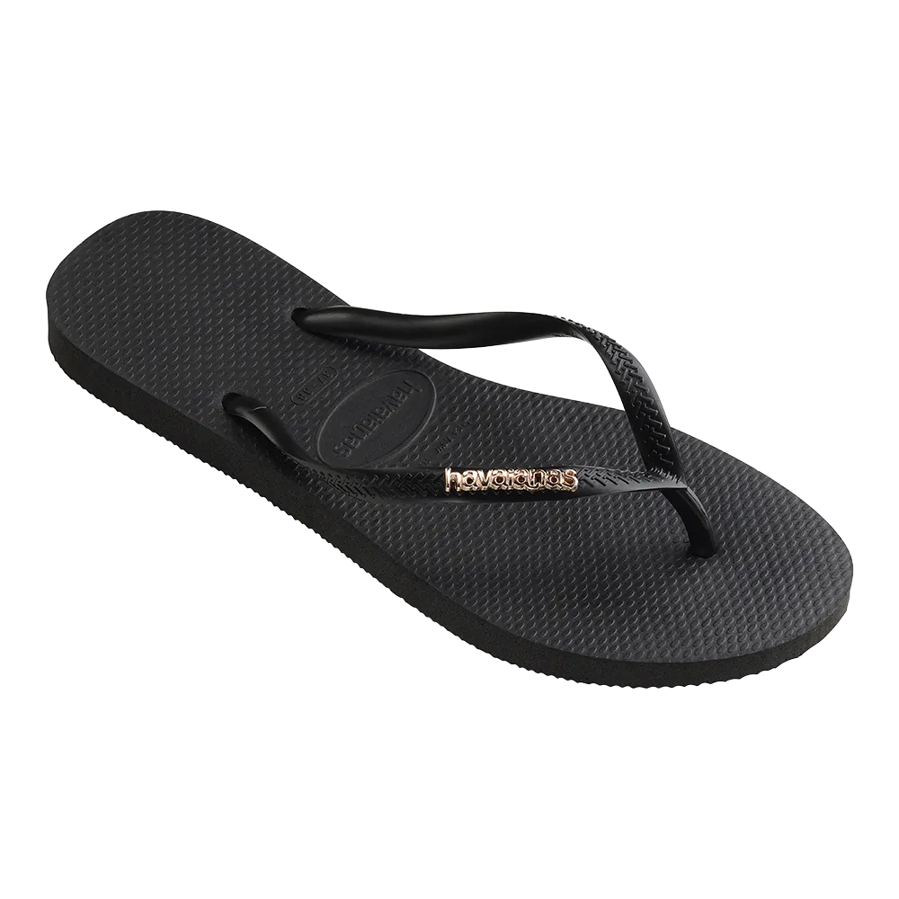 Slim Logo Metallic Flip Flops