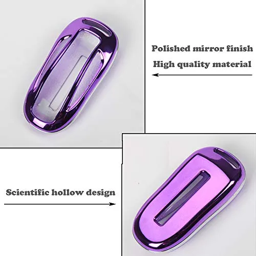 Tesla Model X Key Fob Case, Premium TPU Remote Control Smart Key Fob Holder Key case Flip Key Protection with Key Chain (Purple)