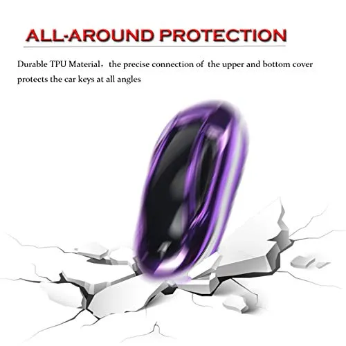 Tesla Model X Key Fob Case, Premium TPU Remote Control Smart Key Fob Holder Key case Flip Key Protection with Key Chain (Purple)