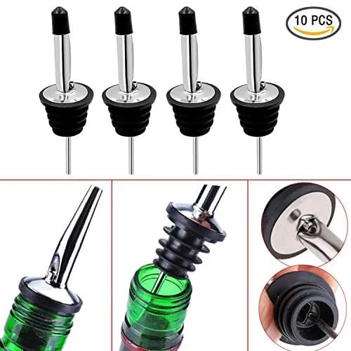 TOBSAYK 10-Pack Olive Oil Spout for Wine Liquor Olive Oil Coffee Syrup Vinegar Bottles