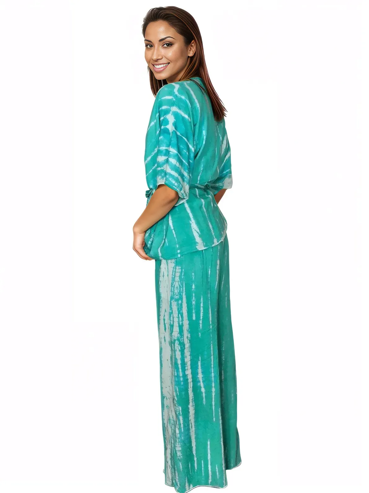 Turquoise Boho Tie-Dye Pants Set – Cozy, Chic & Effortlessly Stylish