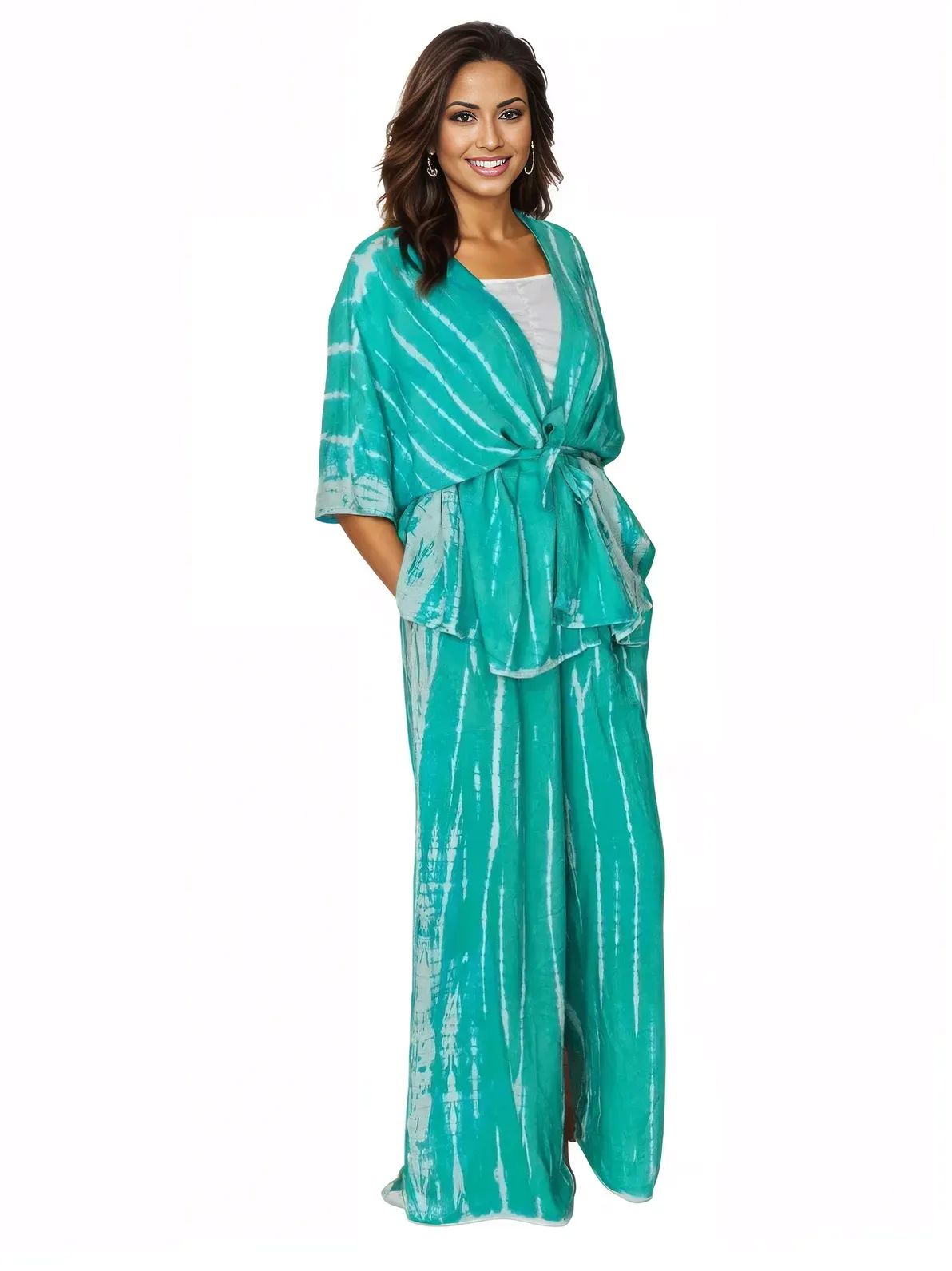 Turquoise Boho Tie-Dye Pants Set – Cozy, Chic & Effortlessly Stylish