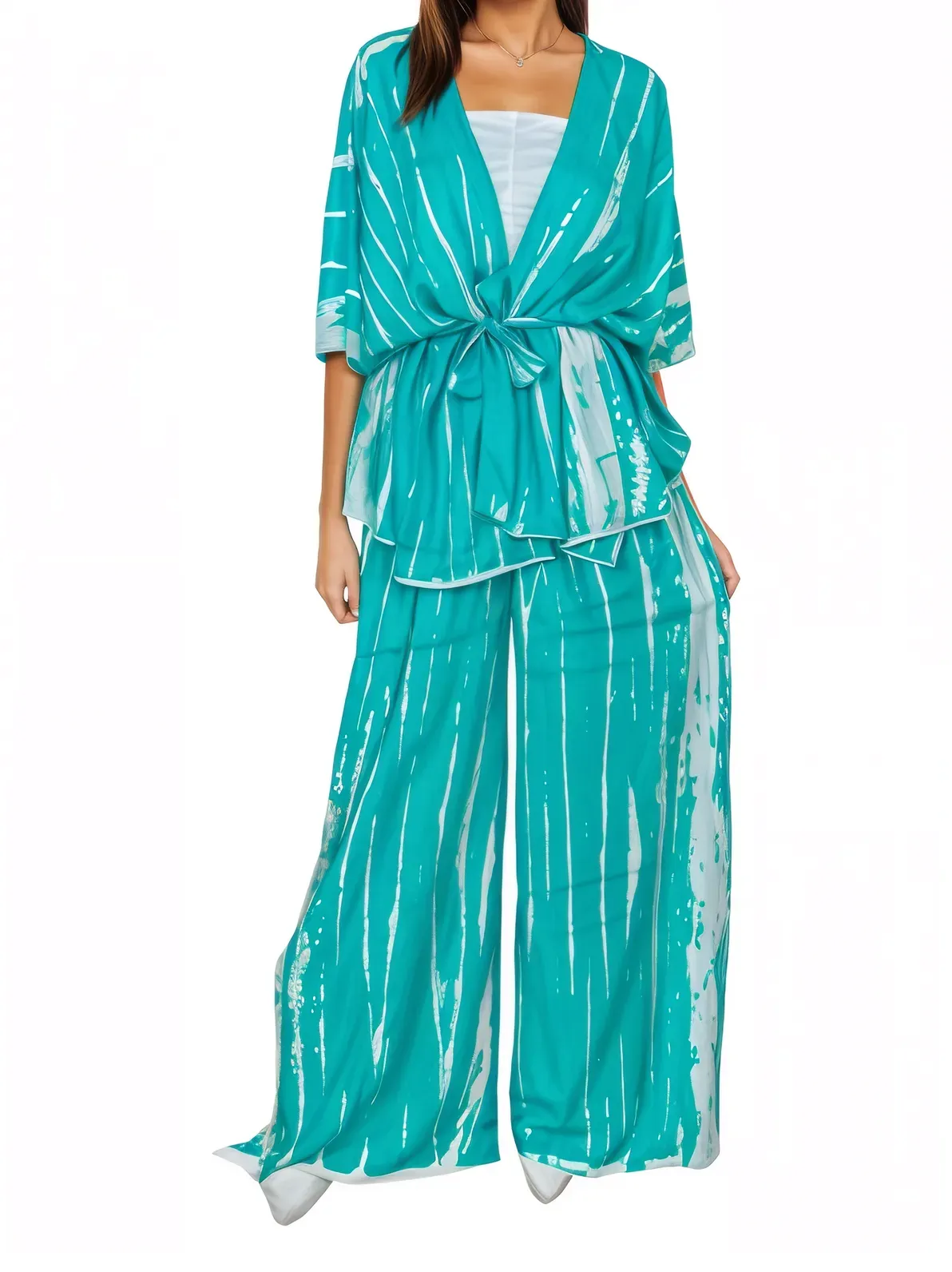 Turquoise Boho Tie-Dye Pants Set – Cozy, Chic & Effortlessly Stylish
