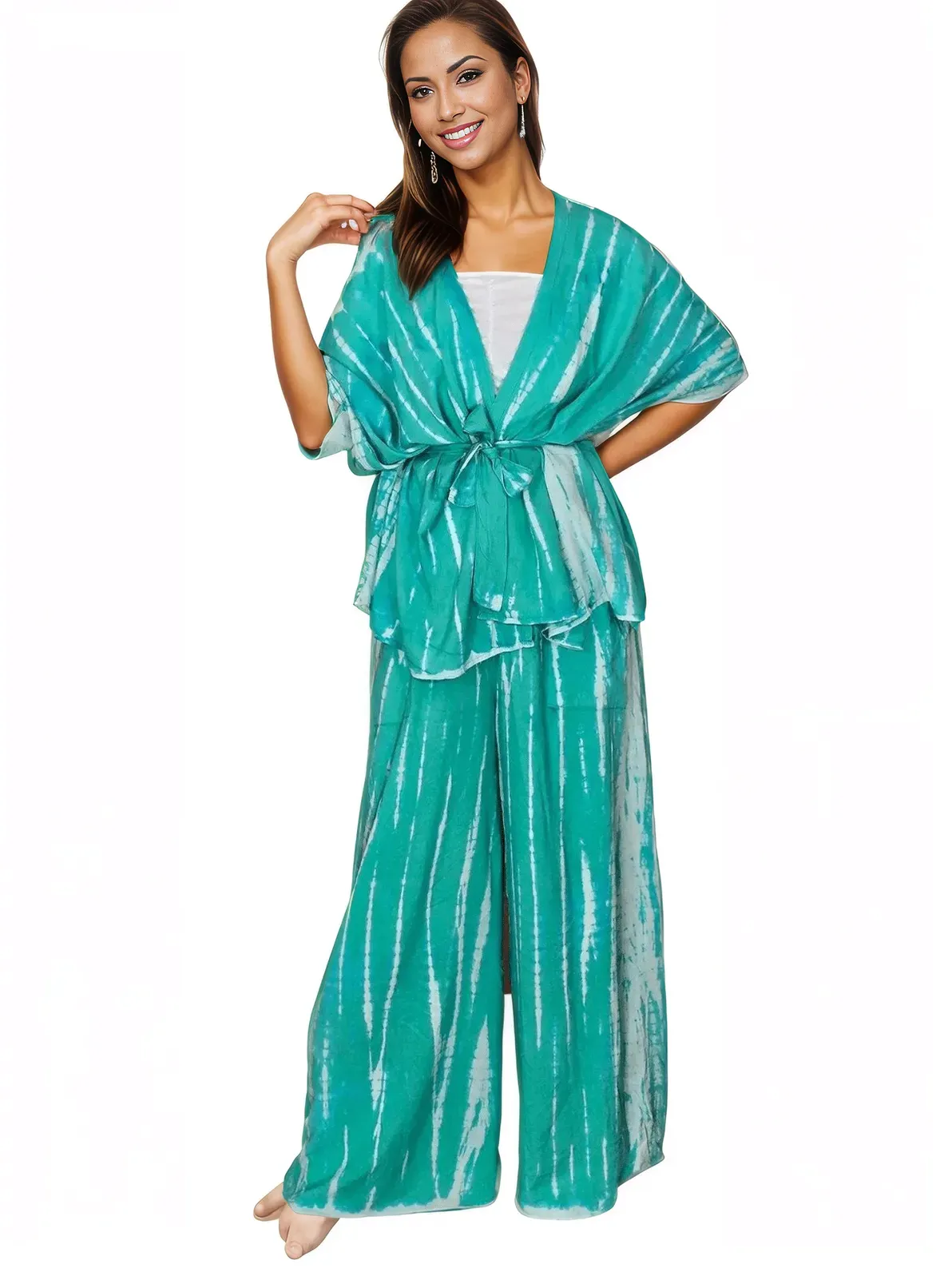 Turquoise Boho Tie-Dye Pants Set – Cozy, Chic & Effortlessly Stylish