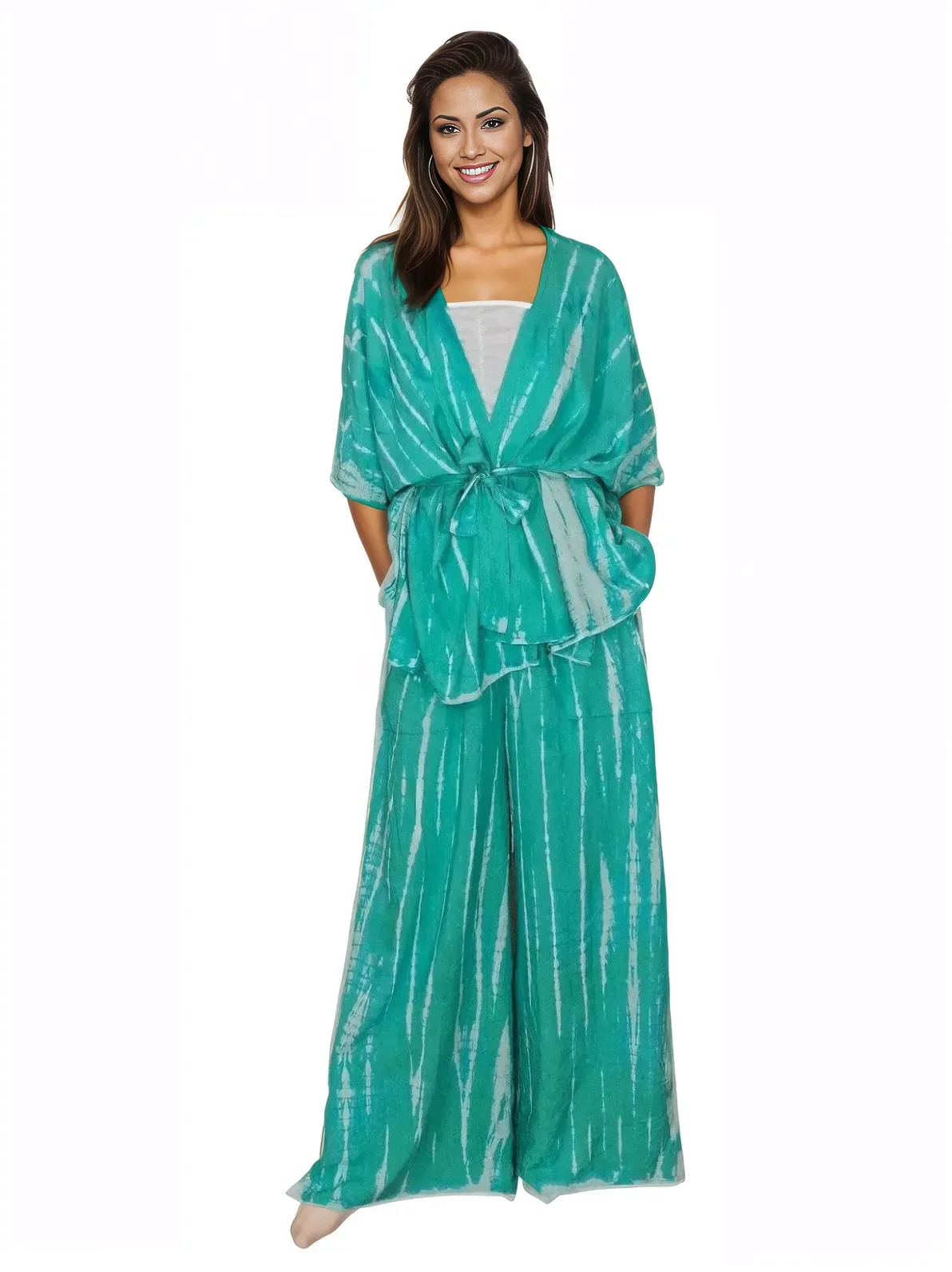 Turquoise Boho Tie-Dye Pants Set – Cozy, Chic & Effortlessly Stylish
