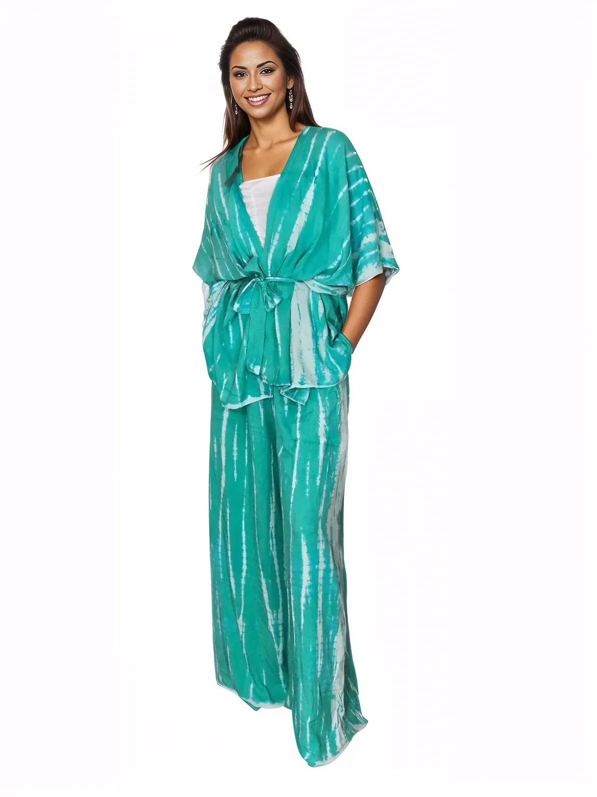 Turquoise Boho Tie-Dye Pants Set – Cozy, Chic & Effortlessly Stylish