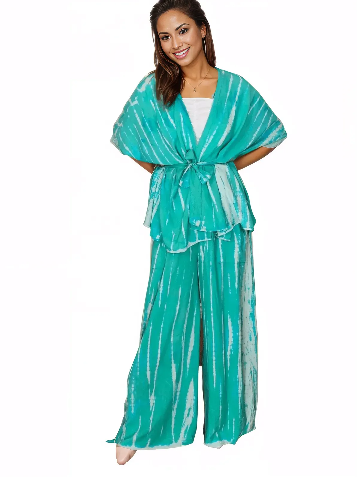 Turquoise Boho Tie-Dye Pants Set – Cozy, Chic & Effortlessly Stylish