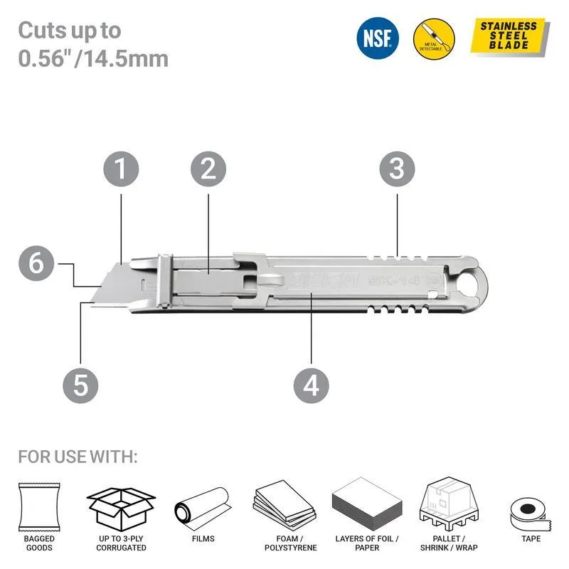 Utility Knife - OLFA SK-14 Semi-Automatic Stainless Steel Self-Retracting Safety Knife 1134049