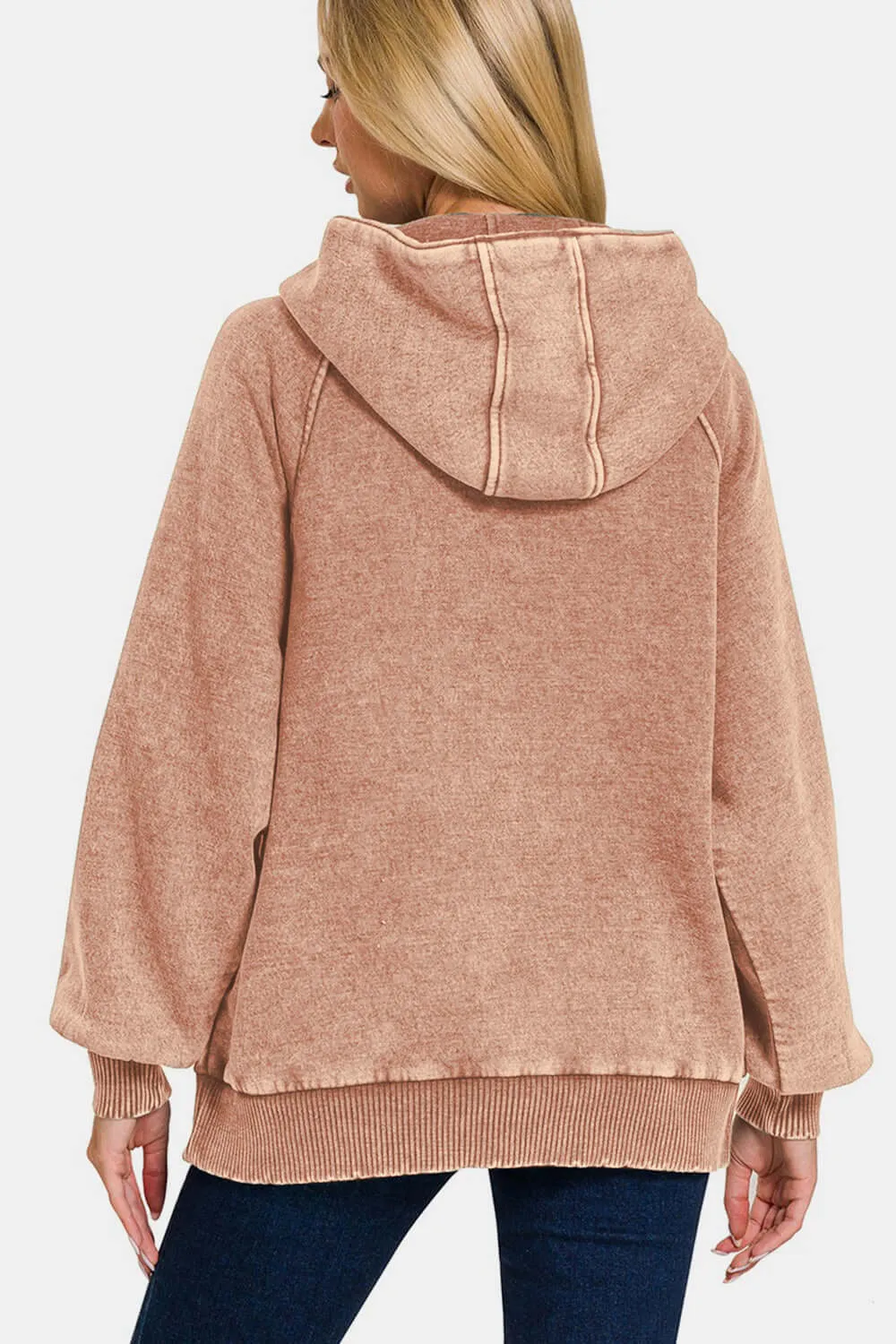 Zenana Acid Wash Hoodie Rust