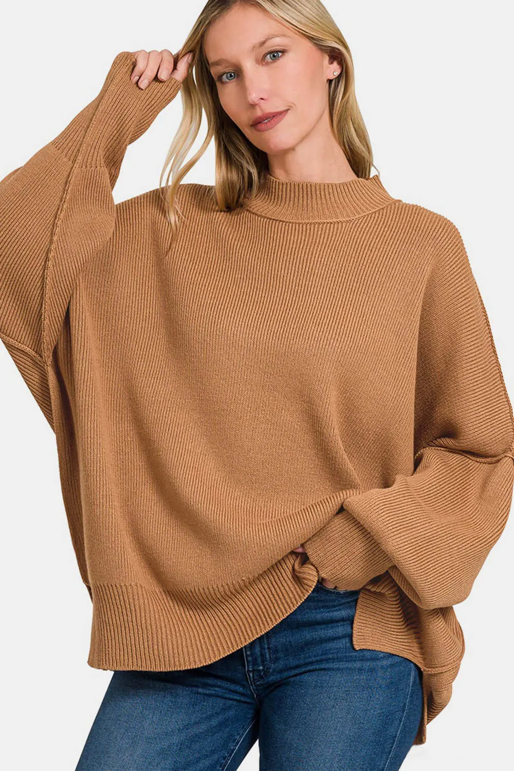 Zenana Oversized Sweater Deep Camel