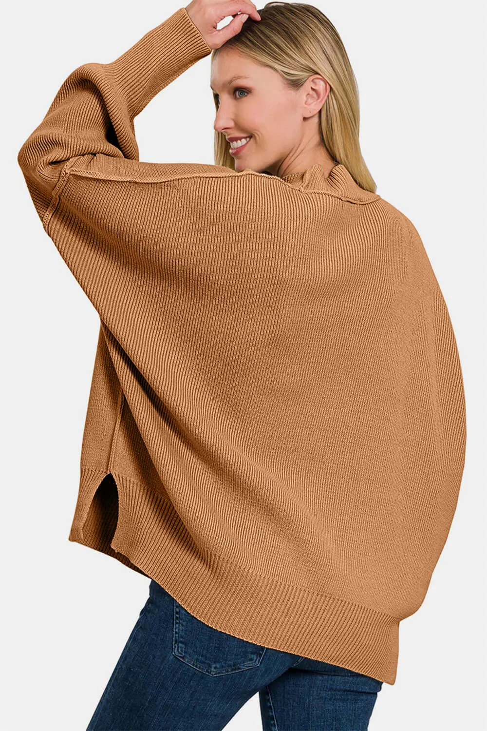 Zenana Oversized Sweater Deep Camel