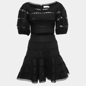 Zimmermann  Hailspot Cotton & Linen Lace Bowie Puff Sleeves Mini Dress